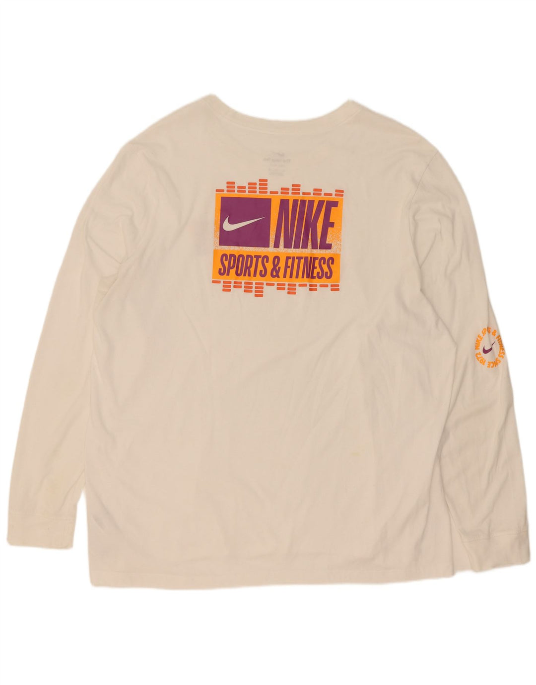 Nike Dri Fit Graphic Top cu mânecă lungă, 2XL, bumbac alb