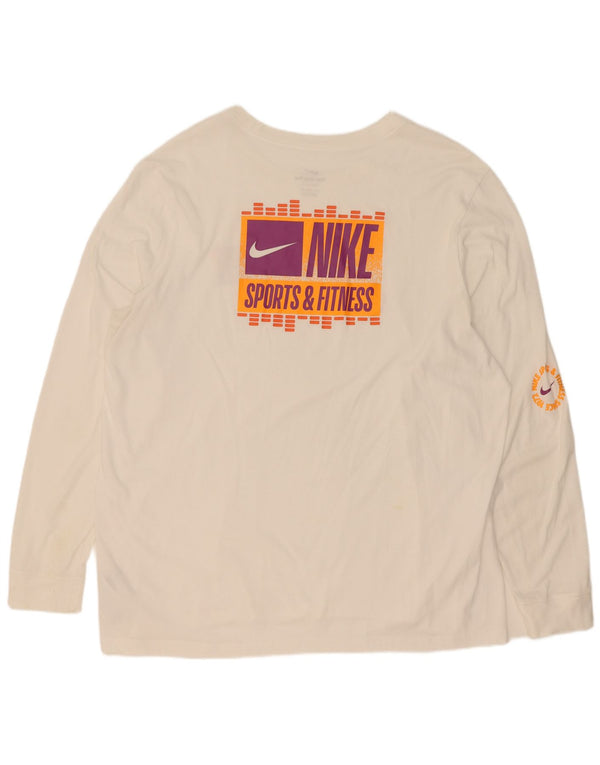 Nike Dri Fit Graphic Top cu mânecă lungă, 2XL, bumbac alb