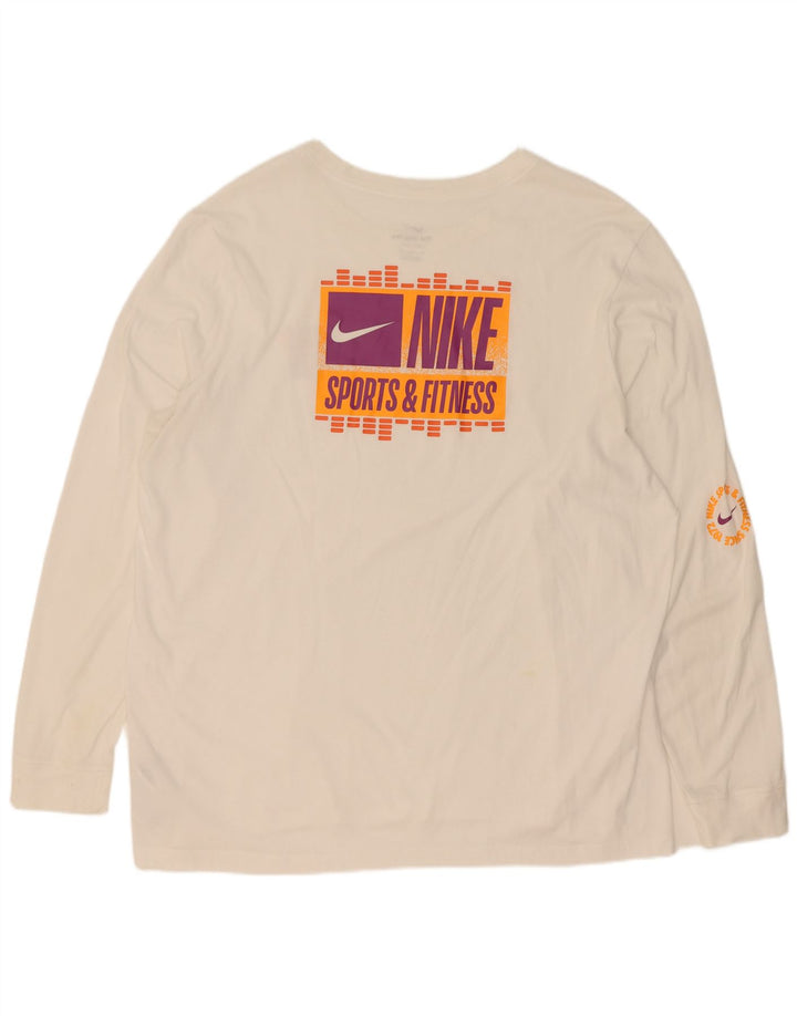 Nike Dri Fit Graphic Top cu mânecă lungă, 2XL, bumbac alb