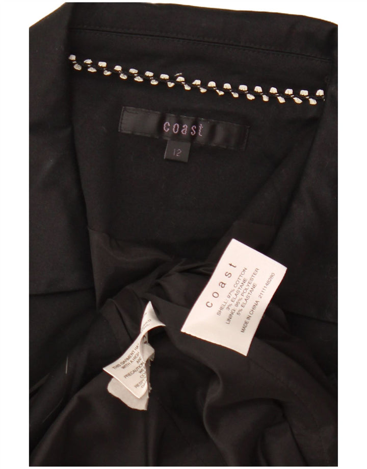 Jachetă Bolero pentru femei Coastă cu mâneci 3/4 UK 12, bumbac mediu negru