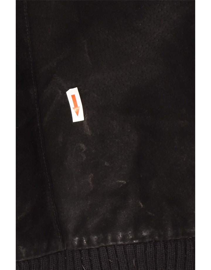 Bomber vintage pentru bărbați din piele intoarsa UK 42 XL din piele neagră