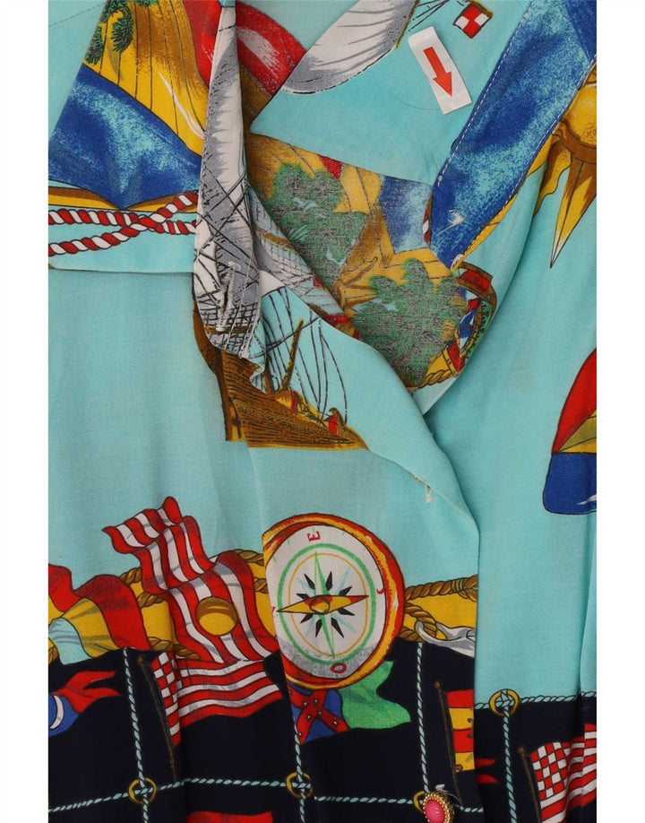 Cămașă vintage cu model abstract pentru femei UK 14 Medium Multicolor Geometric