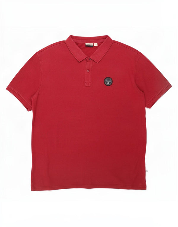 Tricou polo Napapijri Geographic pentru bărbați, bumbac roșu 3XL