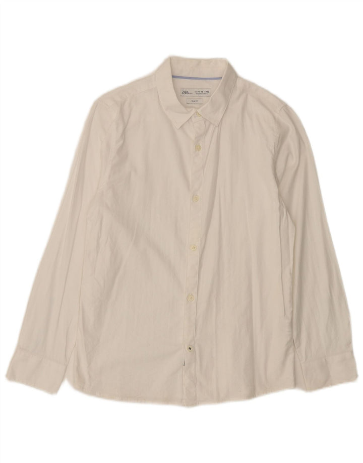 Cămașă Zara Băieți Slim Fit 11-12 Ani Bumbac Alb