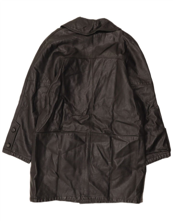 Palton de piele vintage pentru femei UK 16 mare negru