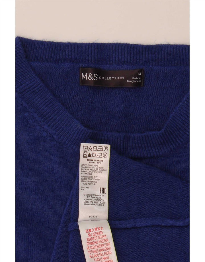 Pulover pentru femei Marks & Spencer cu decolteu triplu UK 14 Medium Blue Acrylic