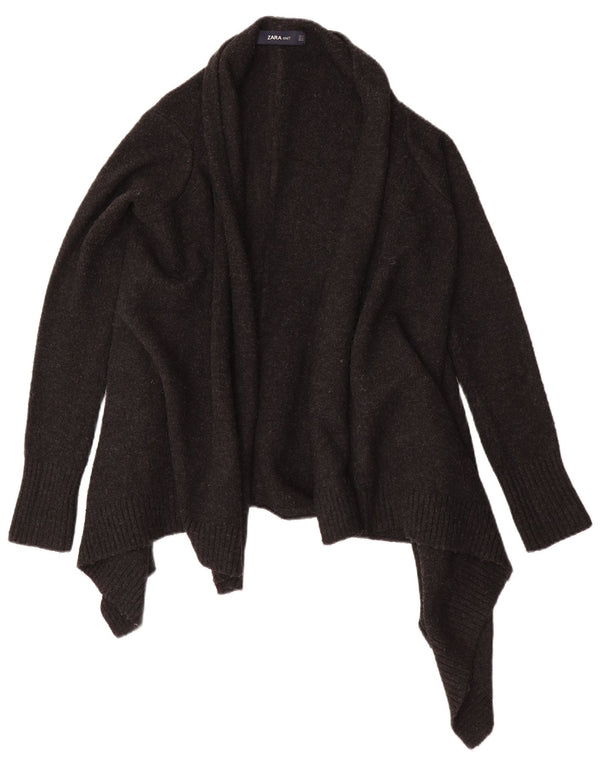Pulover cardigan deschis asimetric pentru femei Zara UK 10 mic gri acrilic