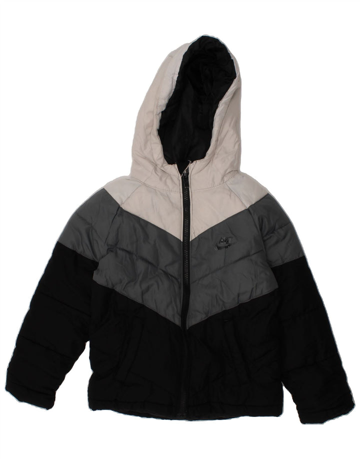 NIKE Boys Hooded Padded Jacket 5-6 Years Medium  Black Colourblock Vintage Nike and Second-Hand Nike from Messina Hembry 