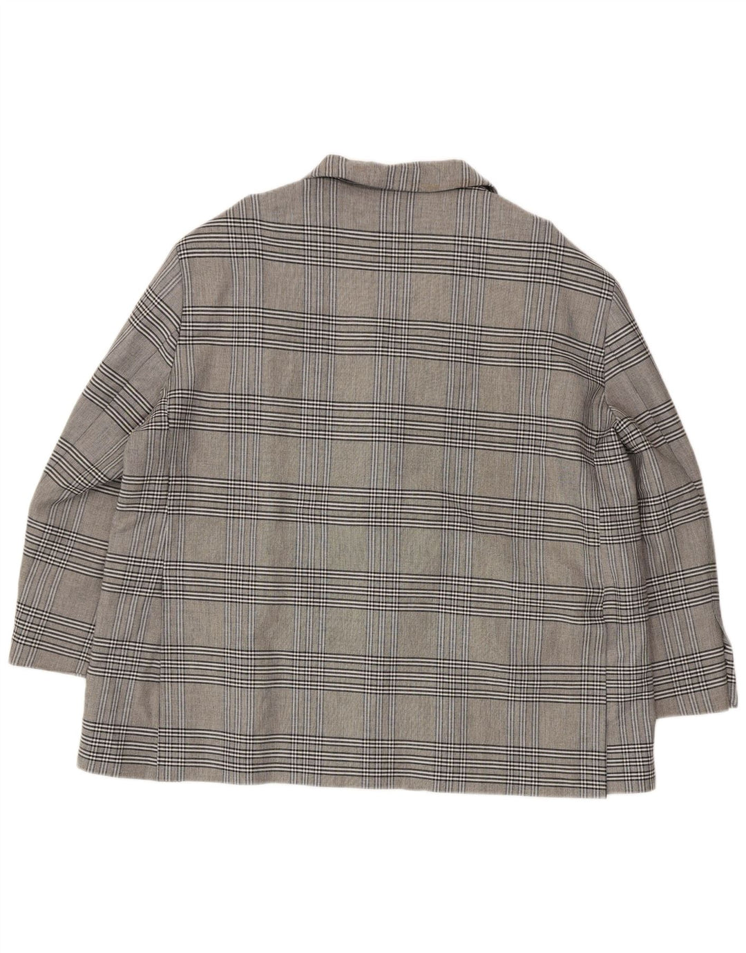 Blazer supradimensionat pentru femei ZARA, cu 2 nasturi, UK 18 XL, viscoză cu carouri gri
