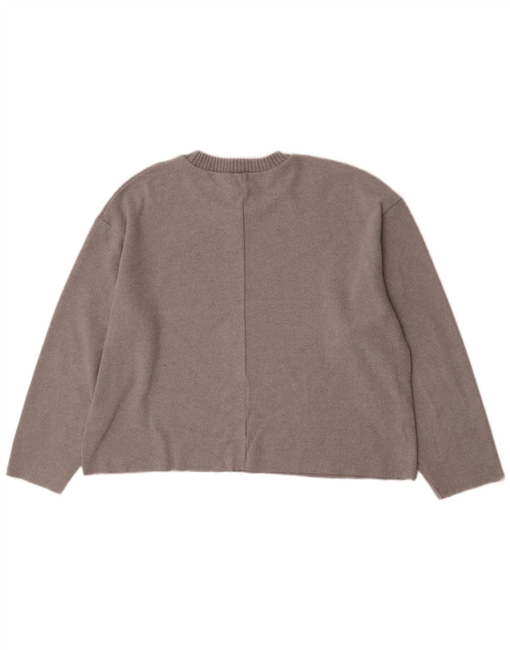 Pulover supradimensionat pentru femei Zara, cu gâtul turn, UK 14, mare, gri