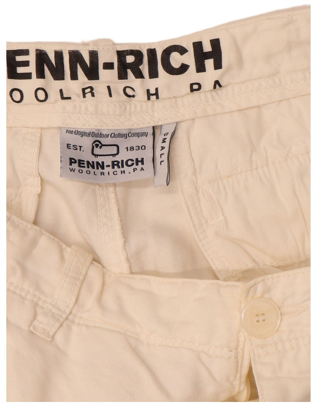 Pantaloni scurți Woolrich pentru bărbați Penn-Rich Graphic Cargo Small W29 Off White Linen