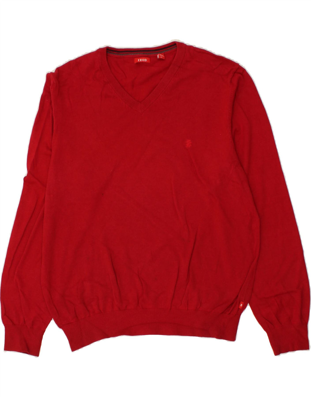 IZOD Mens V-Neck Jumper Sweater XL Red Cotton Vintage Izod and Second-Hand Izod from Messina Hembry 