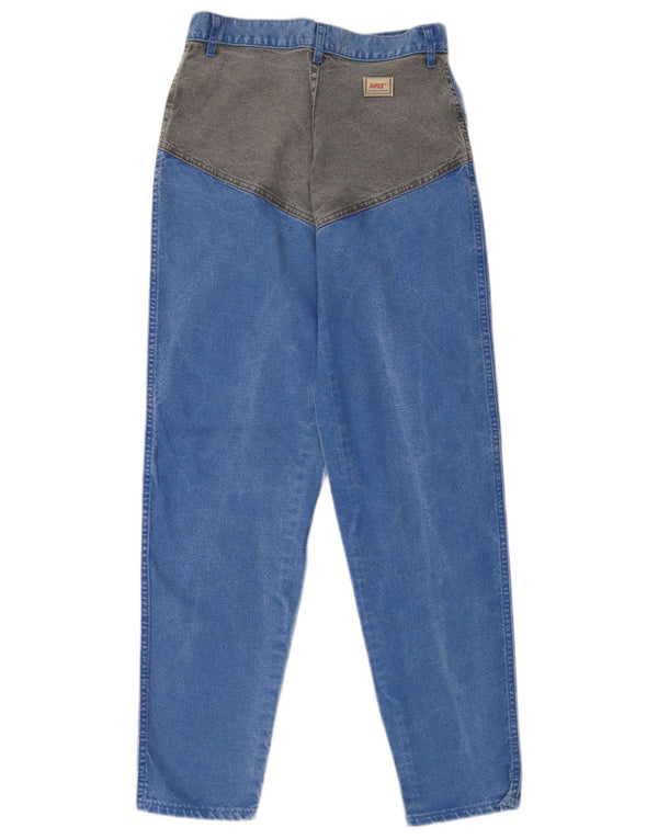 Rifle Blugi conici pentru femei UK 14 Medium W26 L30 Blue Colorblock Bumbac