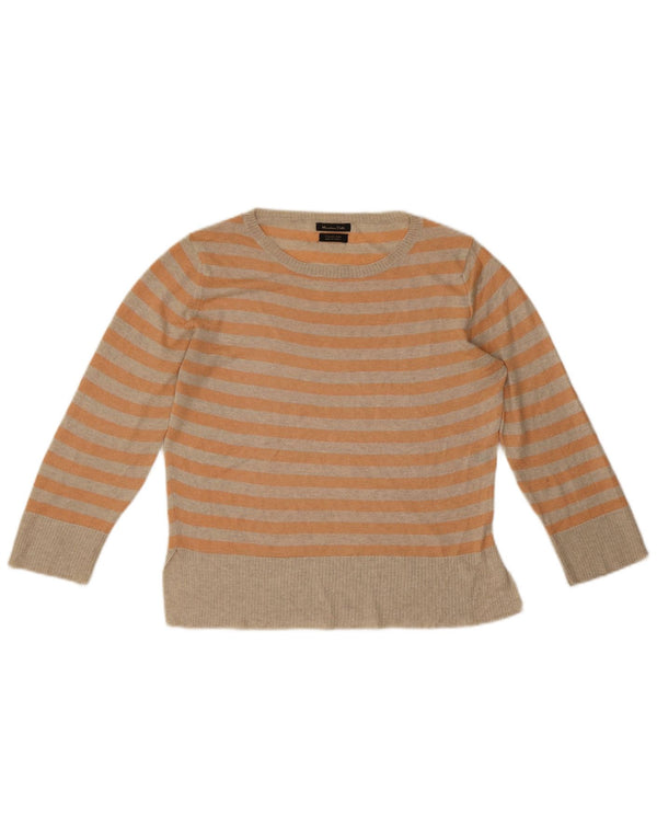 Pulover pentru femei Massimo Dutti cu gât de barcă, UK 10, cu dungi portocalii mici
