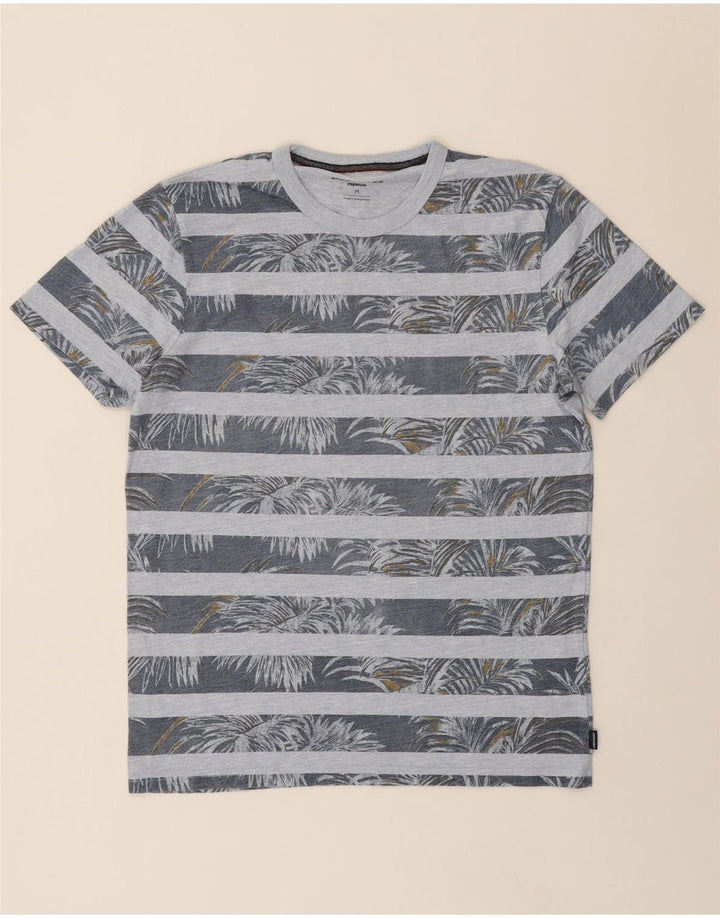 JACK & JONES Mens T-Shirt Top Medium Grey Striped Cotton Vintage Jack & Jones and Second-Hand Jack & Jones from Messina Hembry 