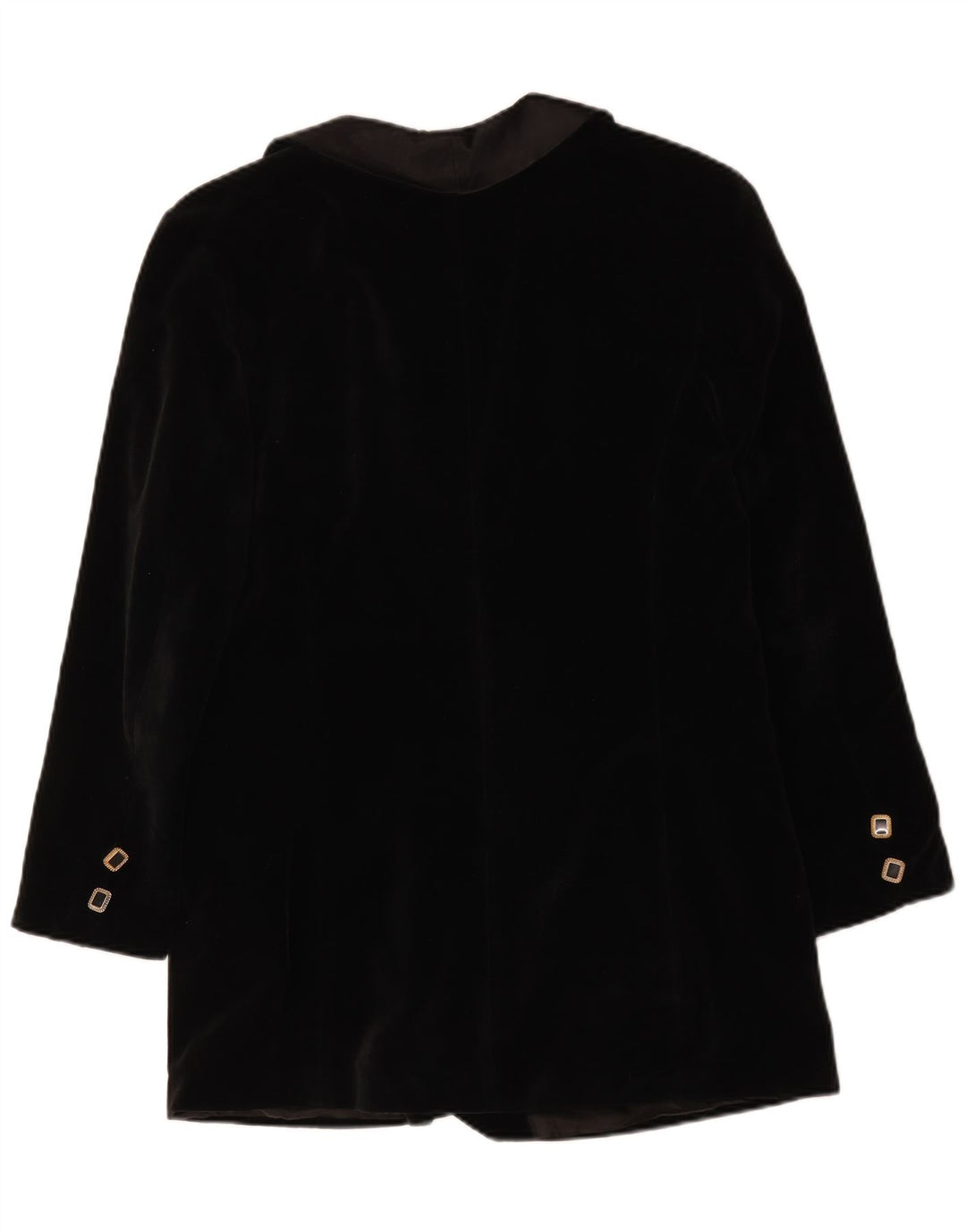 Jachetă vintage pentru femei cu piept dublu din catifea UK 14 Medium Black