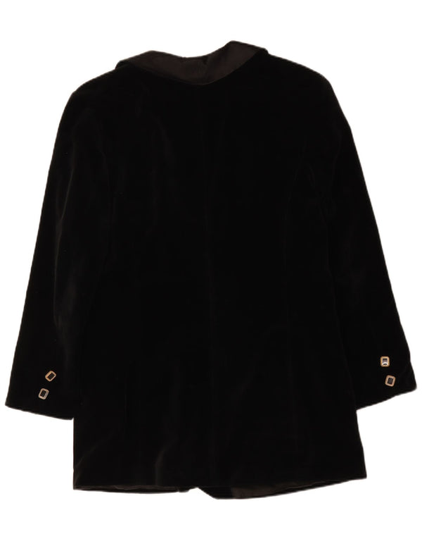Jachetă vintage pentru femei cu piept dublu din catifea UK 14 Medium Black