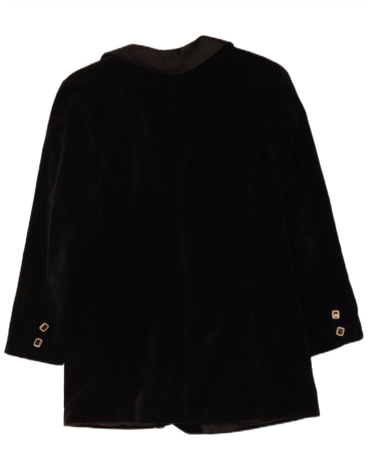Jachetă vintage pentru femei cu piept dublu din catifea UK 14 Medium Black
