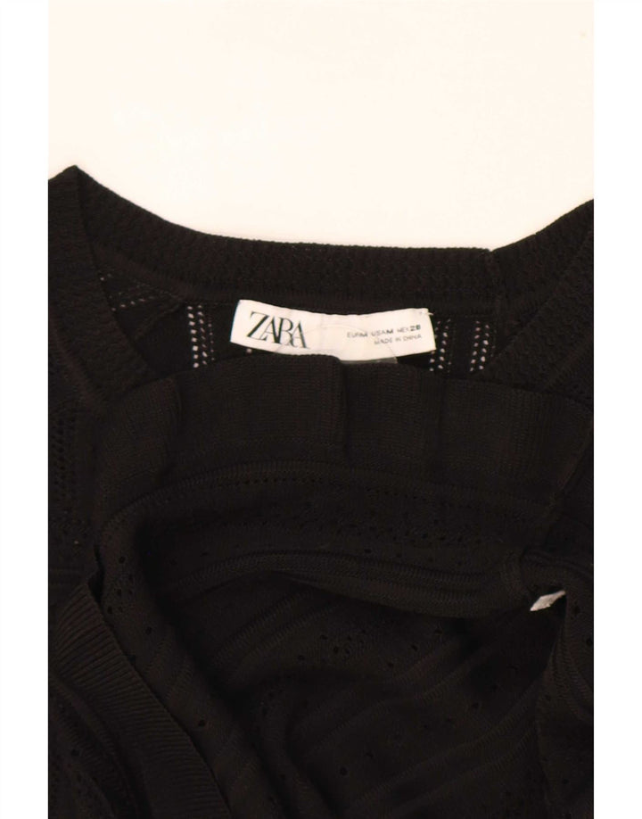 Bluză de tricot crop pentru femei Zara UK 12 Medium Black