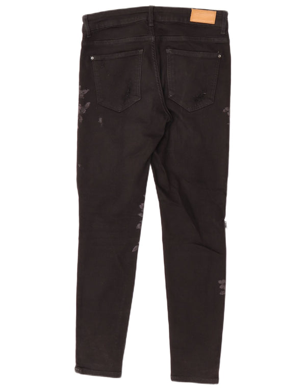 Blugi skinny distressed cu grafic pentru femei Zara EU 36 XS L26 L26 Negru Floral