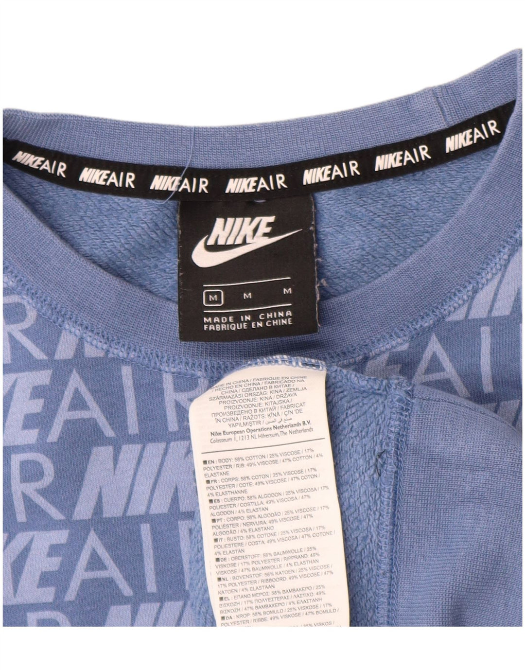 Pulover supradimensionat NIKE Graphic pentru femei UK 14 Bumbac albastru mediu