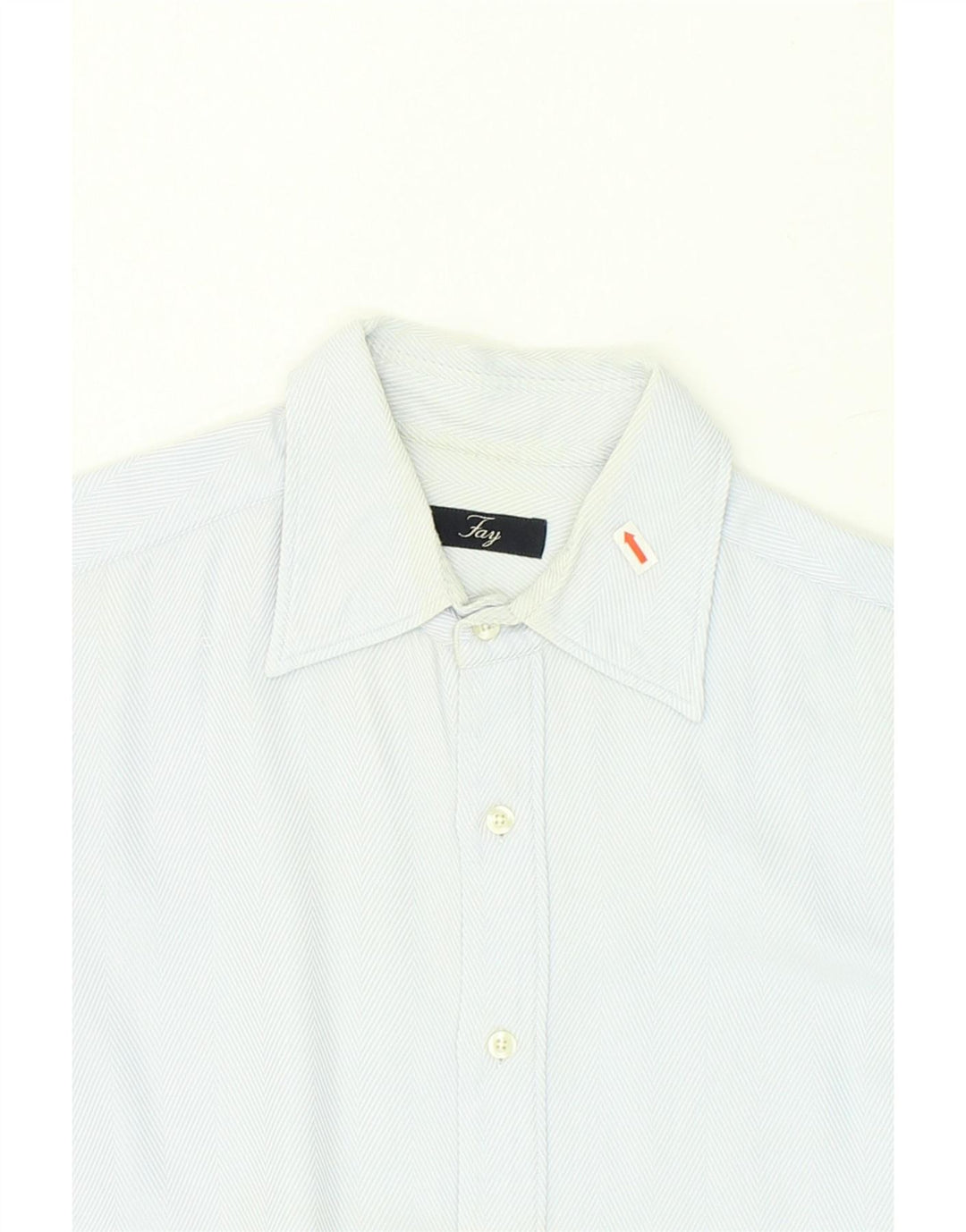 FAY Mens Shirt UK 42 16 1/2 Large Blue Herringbone Cotton Vintage Fay and Second-Hand Fay from Messina Hembry 