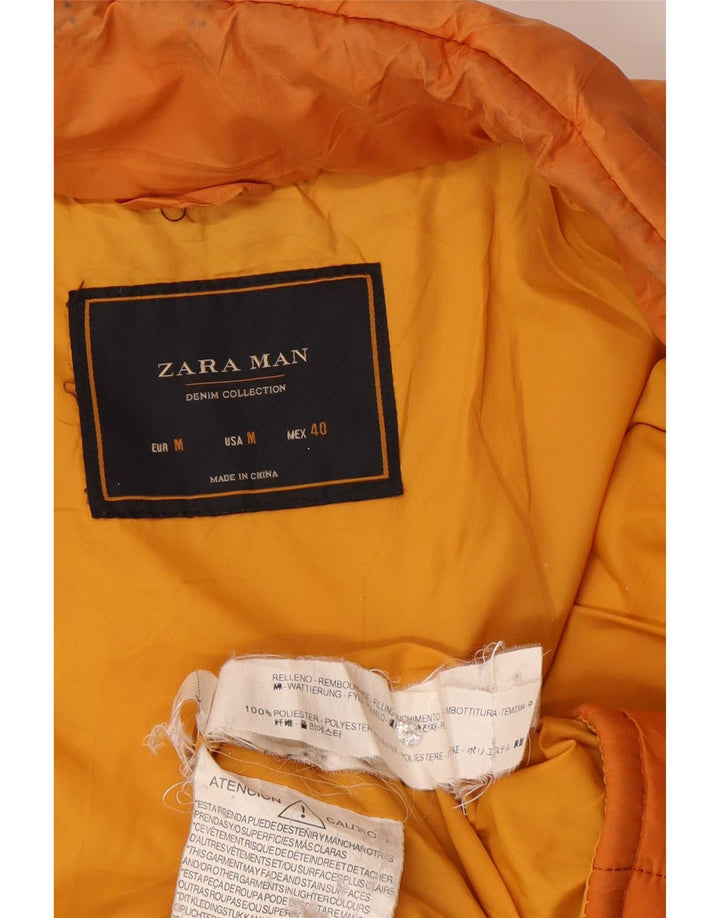 Jachetă căptușită pentru bărbați Zara UK 38 Medium Orange Colorblock Poliester