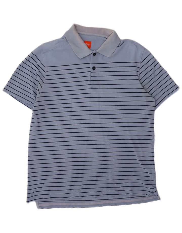 Tricou polo pentru bărbați Hugo Boss, bumbac cu dungi albastre mari