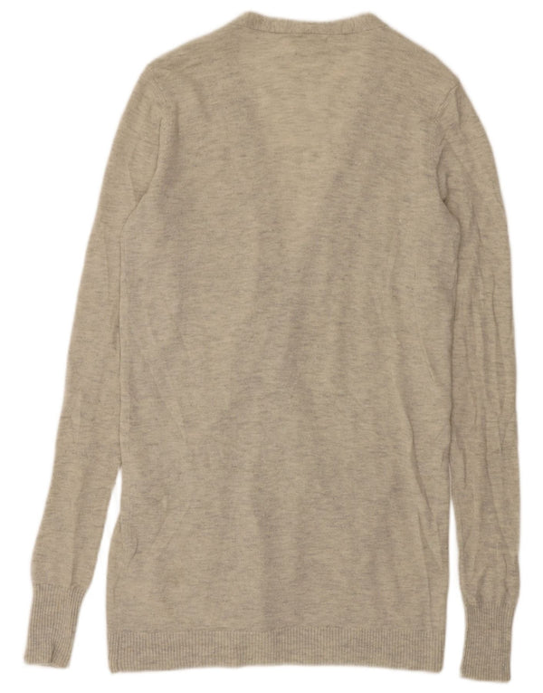 Pulover cardigan deschis pentru femei Fat Face cu paragate UK 10 mic, gri, pete