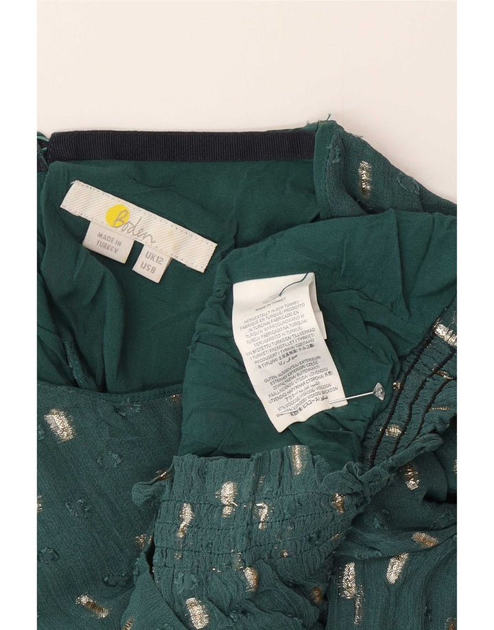 Bluză Boden pentru femei Crop Top UK 12 Medium Green Flecked Viscose