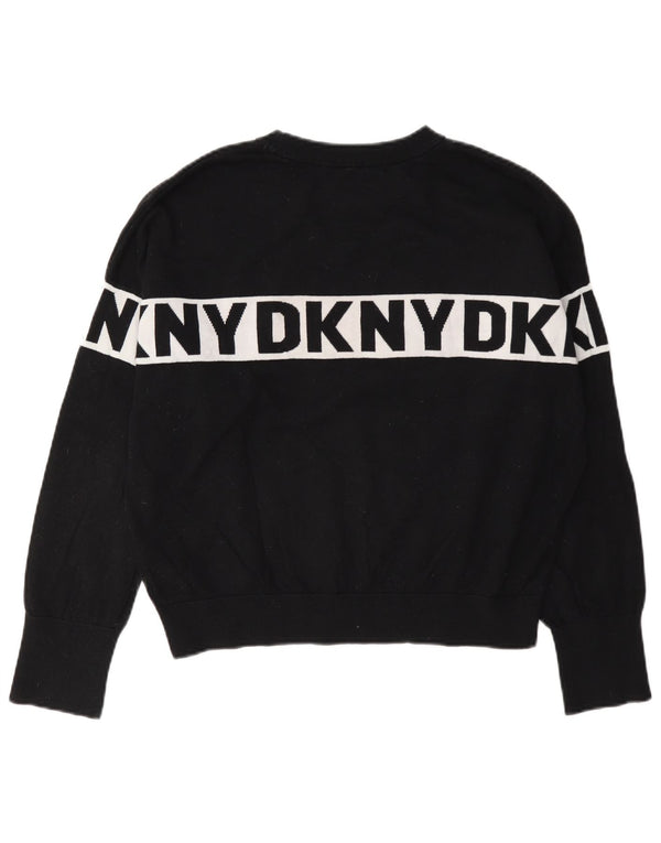 Dkny Pulover cu grafic pentru femei UK 14 Medium Black Colorblock Bumbac