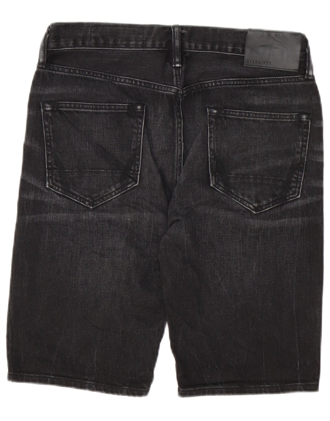 All Saints Pantaloni scurți din denim pentru bărbați, W28, bumbac negru mediu