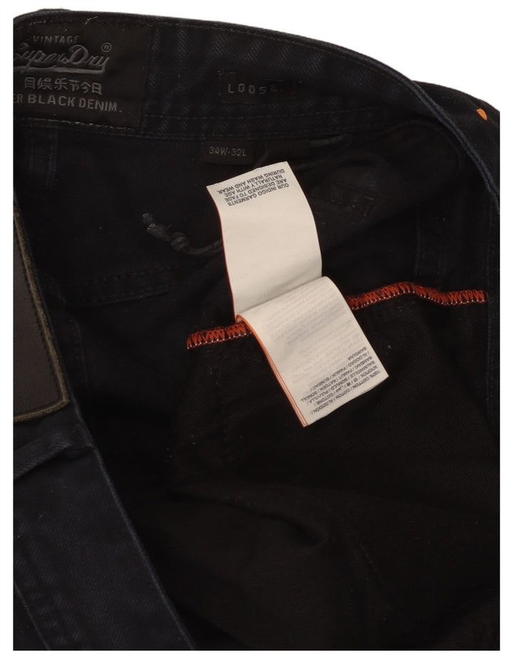 SUPERDRY Blugi largi Copperfill pentru bărbați W34 L32 bumbac negru