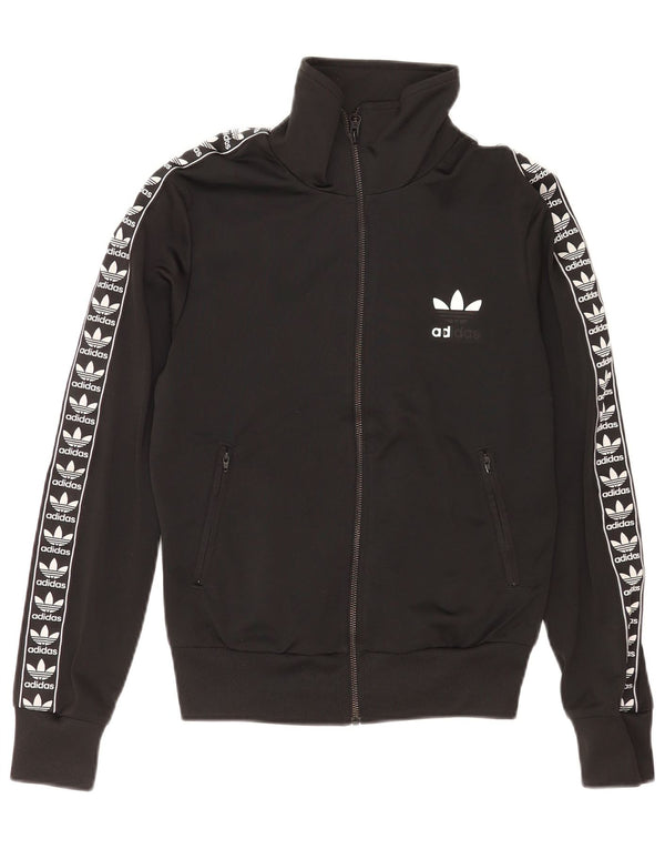 Jachetă de top cu trening grafic Adidas pentru femei UK 10 Small Black Sports