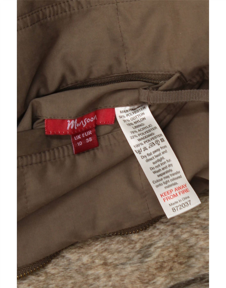 MONSOON Womens Reversible Gilet UK 10 Small Khaki Polyester Vintage Monsoon and Second-Hand Monsoon from Messina Hembry 