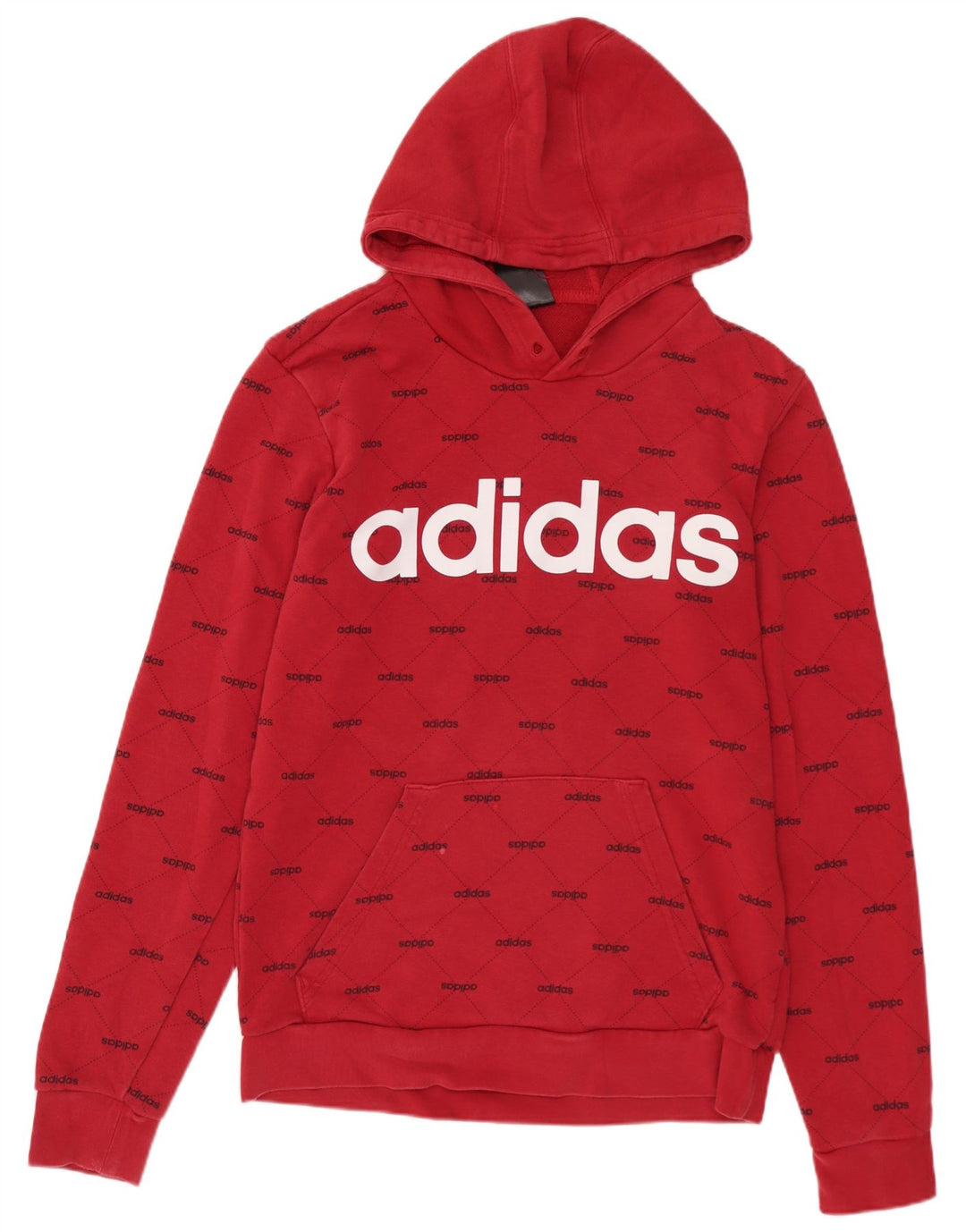 Pulover ADIDAS pentru bărbați cu capota cu grafică, bumbac mic, roșu