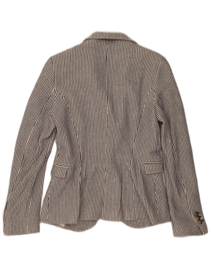 Jachetă pentru femei Zara cu 1 nasture, UK 12, bumbac cu dungi albastre medii