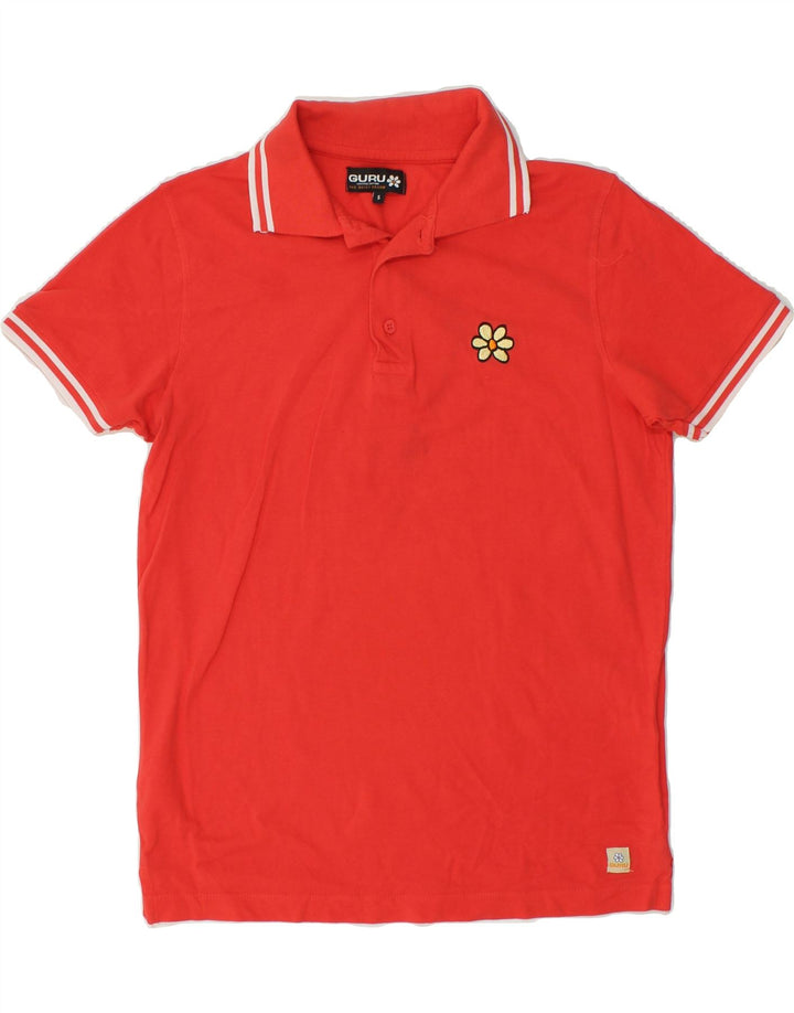 GURU Mens Graphic Polo Shirt Small Red Cotton Vintage Guru and Second-Hand Guru from Messina Hembry 