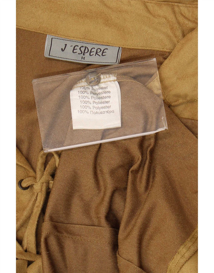 Bluză cu cămașă pulover vintage pentru femei UK 14 Poliester maro mediu