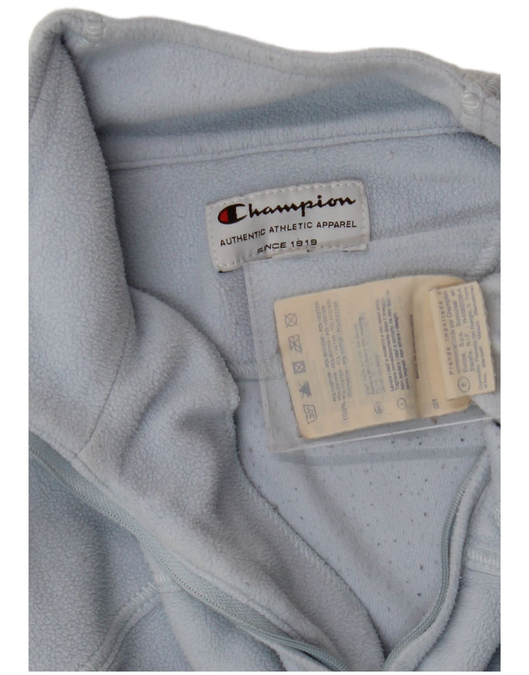 CHAMPION Womens Zip Neck Fleece Jumper UK 16 Large Blue Polyester Vintage Champion and Second-Hand Champion from Messina Hembry 