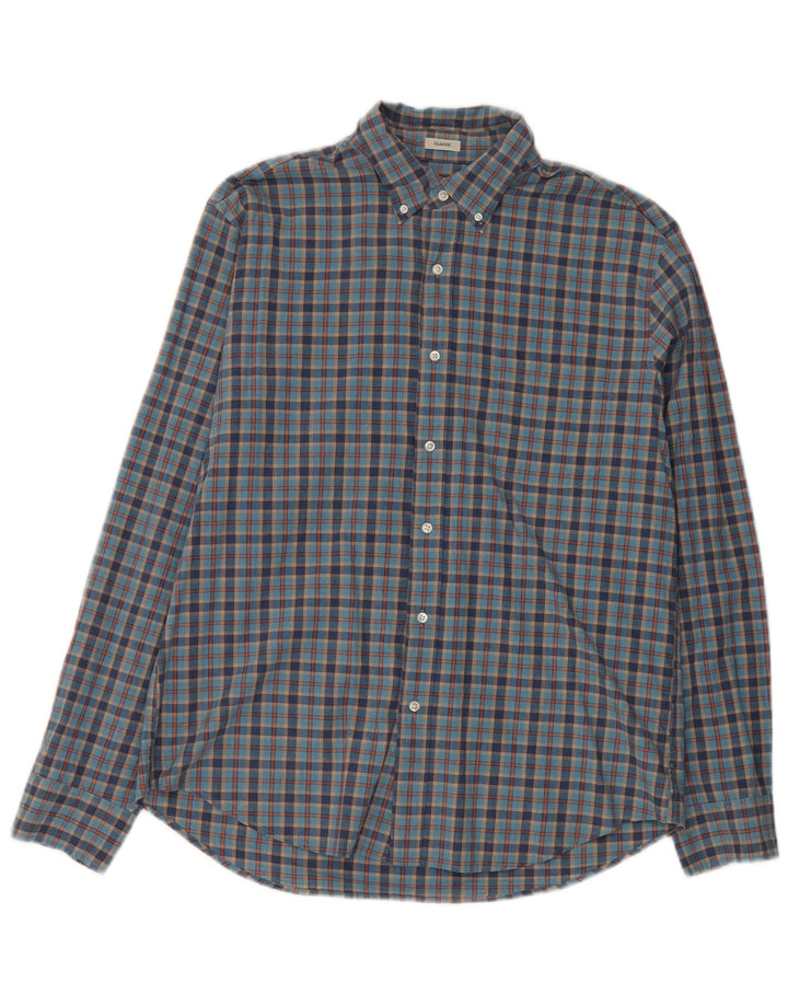 Cămașă clasică pentru bărbați J. Crew, bumbac cu carouri mari, albastre