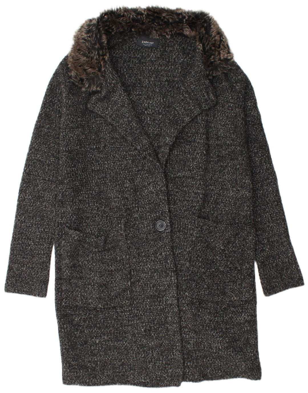 Pardesiu supradimensionat din tricot pentru femei Zara UK 10, mic, negru, acrilic