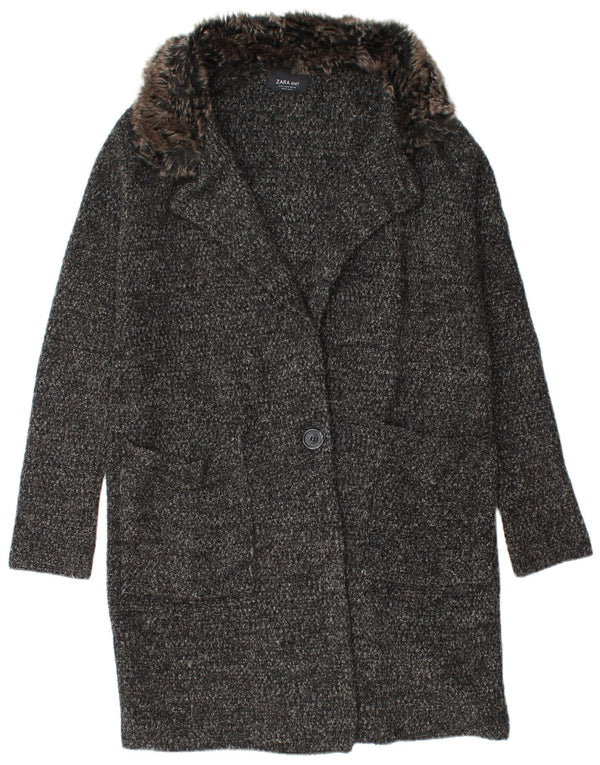 Pardesiu supradimensionat din tricot pentru femei Zara UK 10, mic, negru, acrilic