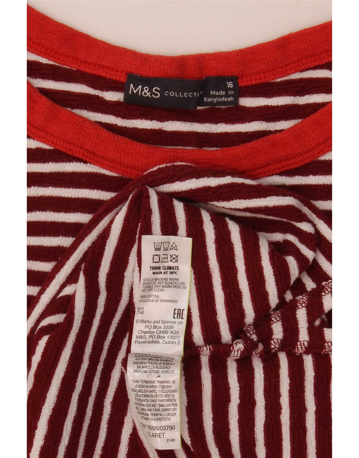 Marks & Spencer Top pentru femei cu mânecă lungă UK 16 mare bumbac cu dungi roșii
