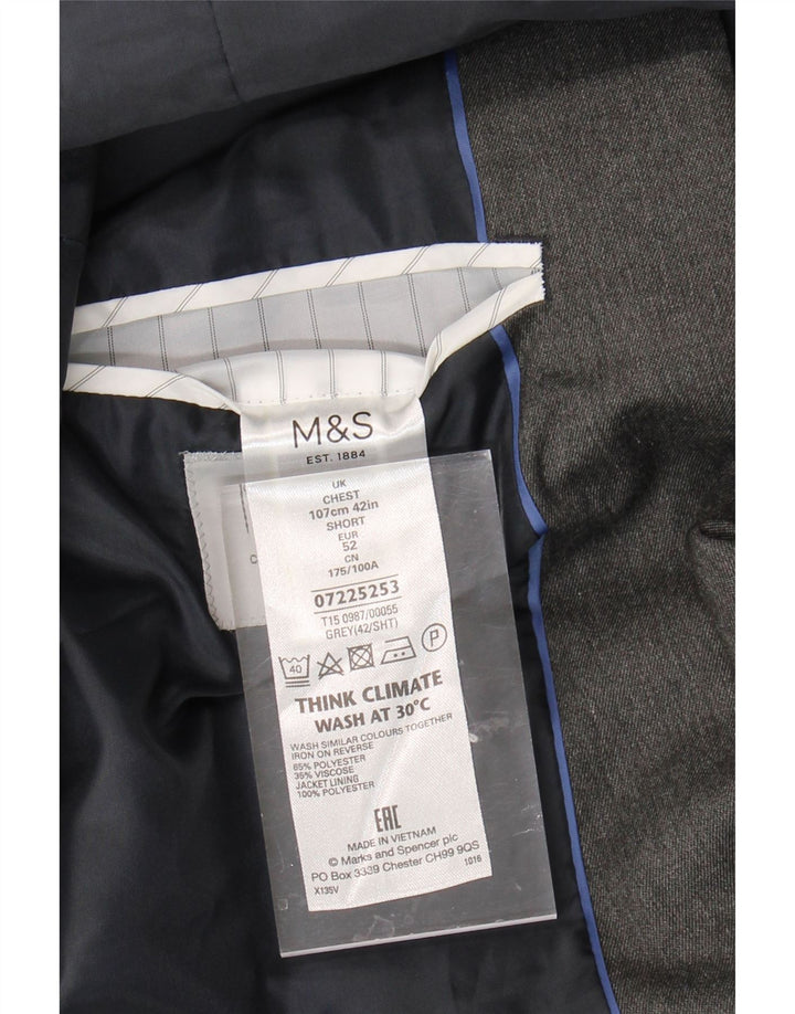 MARKS & SPENCER Mens 2 Button Blazer Jacket EU 52 XL Grey Polyester Vintage Marks & Spencer and Second-Hand Marks & Spencer from Messina Hembry 