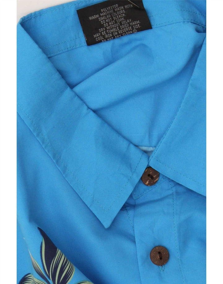 Cămașă cu mânecă scurtă Lowes pentru bărbați, 2XL, albastru, poliester, hawaian