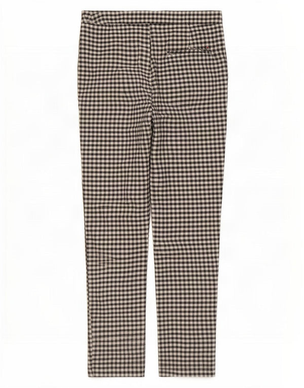 Zara Womens Slim Cropped Trousers Small W26 L26 Navy Blue Gingham