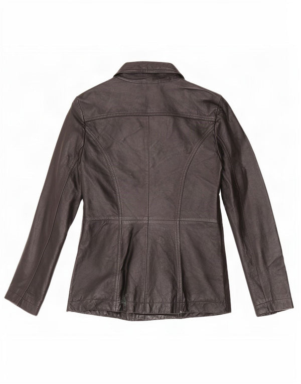 Jachetă vintage din piele cu 3 nasturi pentru femei UK 12 Medium Black