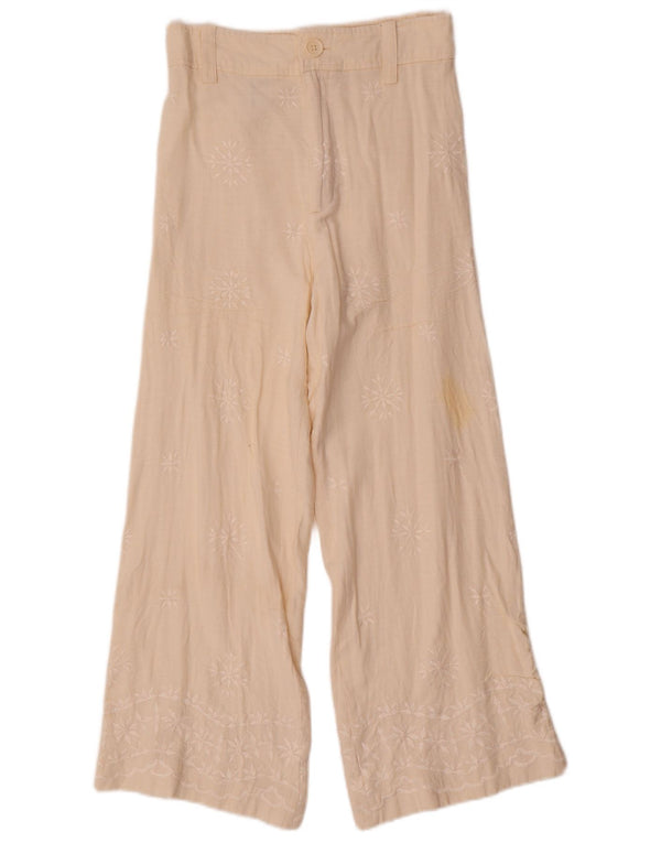 Pantaloni casual pentru femei Zara XS W24 L26 Bej Floral Viscoza