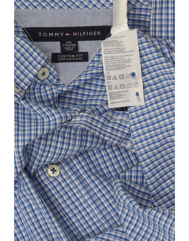 Cămașă personalizată pentru bărbați Tommy Hilfiger, bumbac cu check albastru 2XL